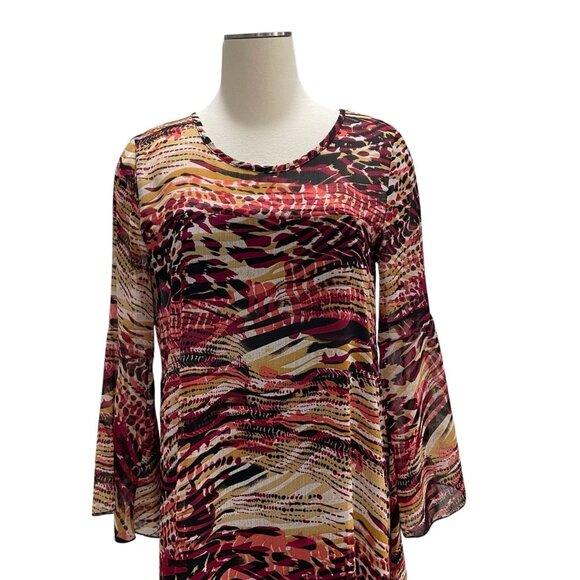 Spense Multicolor Bell Sleeve Dress 8 Abstract Lightweight Flowy Feminine Comfy - Picture 10 of 10